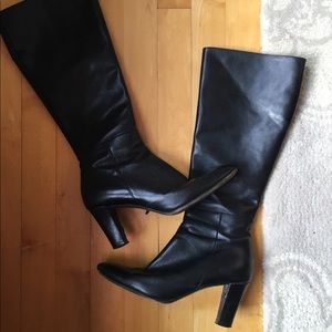 Knee high black Italian leather boots